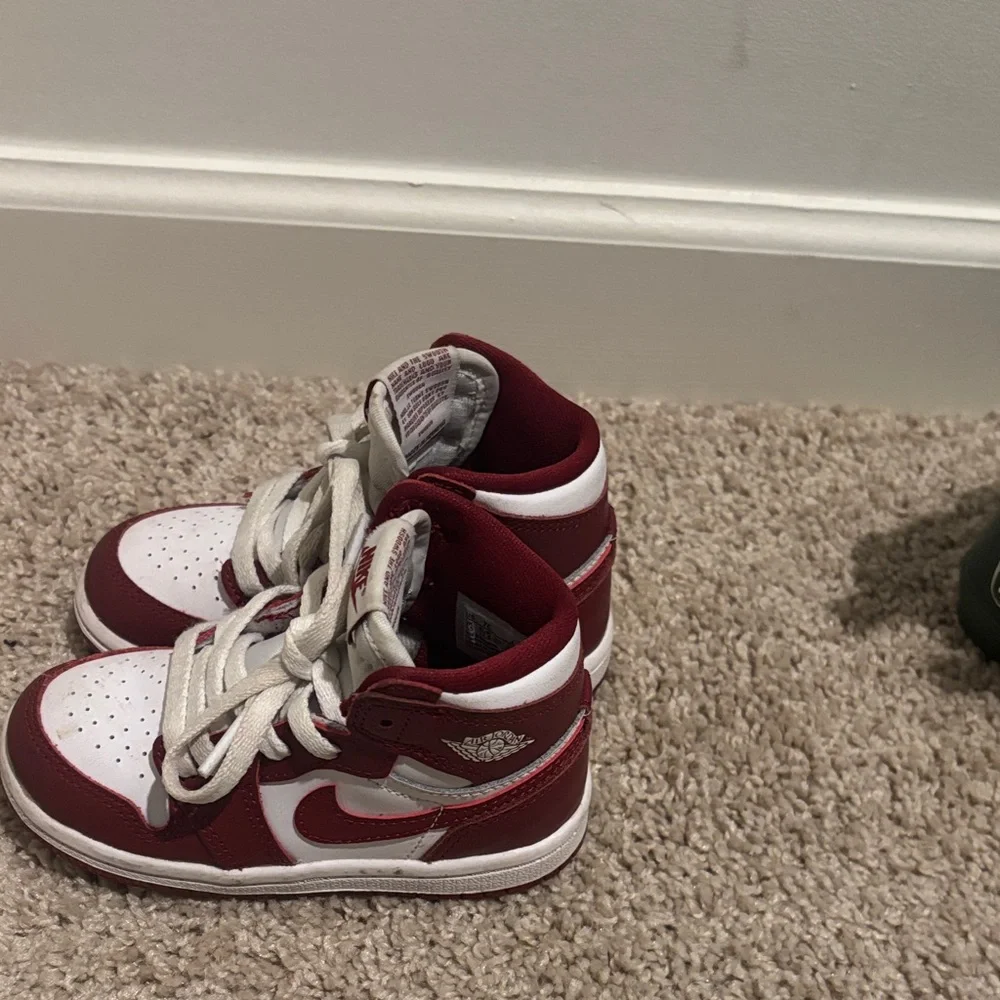Nike Kids Maroon and White High-Top Sneakers - Picture 1 of 1
